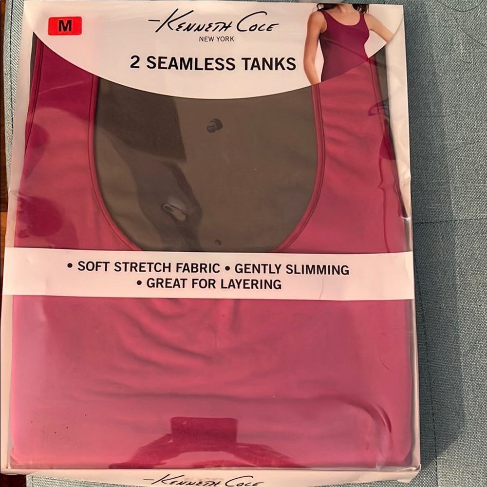 Kenneth Cole Women’s Seamless Tanks -Raspberry & Charcoal